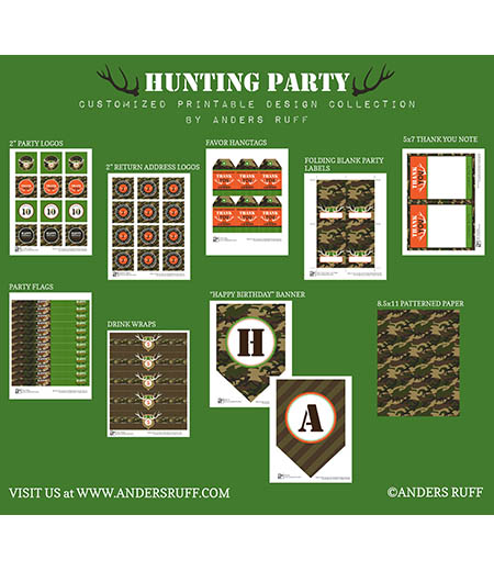 Hunting Camouflage Birthday Party Printable Collection